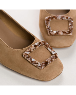 Kimbo Heel Ballerinas - Women's Velvet Leather Shoes | Reqins