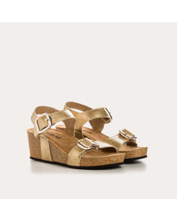 Queen Sandals with Wedged Heels | Grained Polish Leather - Reqins