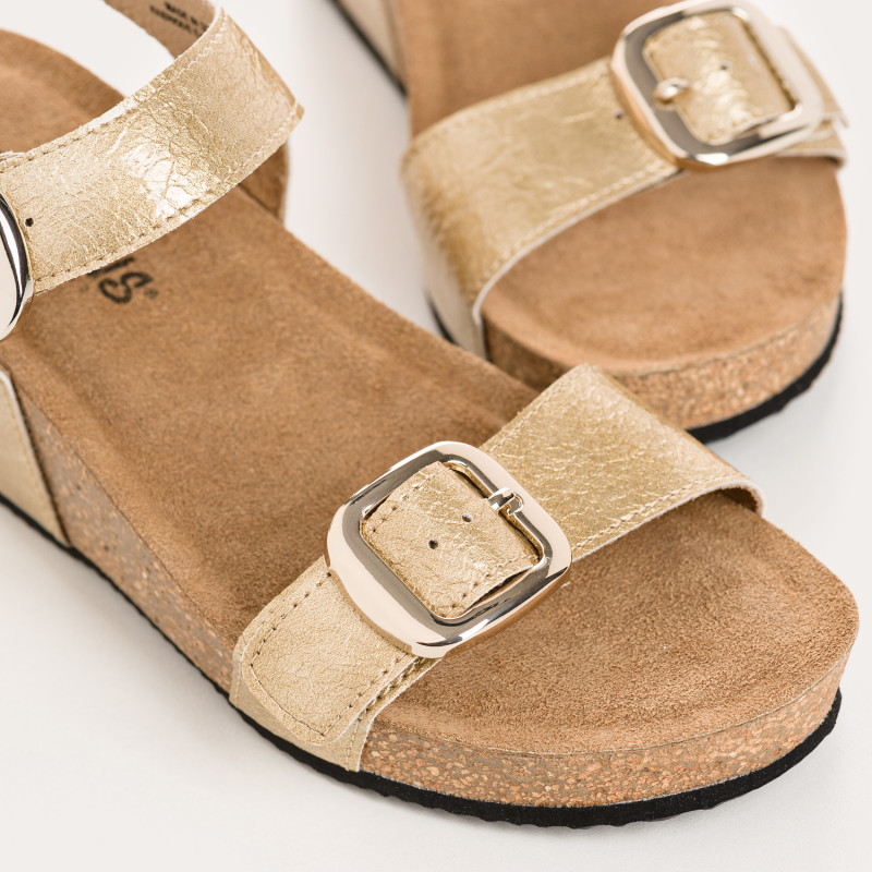 Sandales Queenie à talons compensés | Cuir vernis grainé – Reqins