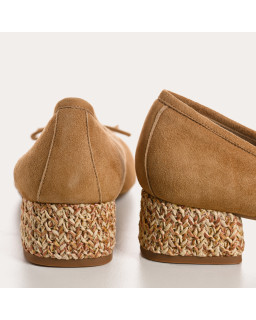 Strawberry velvet leather stall ballerinas - natural chic | Reqins