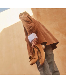 Strawberry velvet leather stall ballerinas - natural chic | Reqins