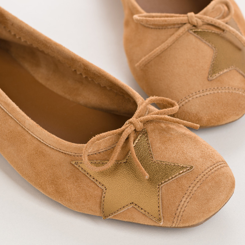 Ballerines en cuir velours avec motif étoile