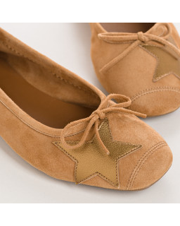 Ballerines en cuir velours avec motif étoile