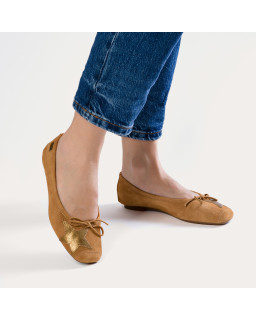 Velvet leather ballerinas with star pattern