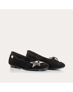 Velvet leather ballerinas with star pattern