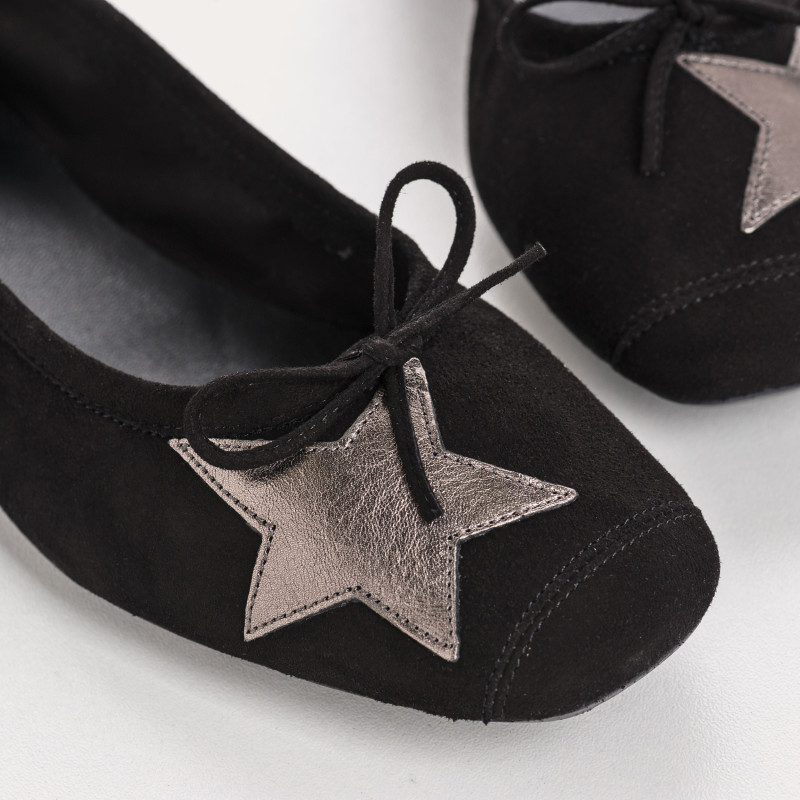 Velvet leather ballerinas with star pattern