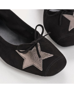 Ballerines en cuir velours avec motif étoile