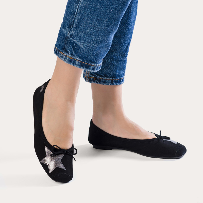 Ballerines en cuir velours avec motif étoile