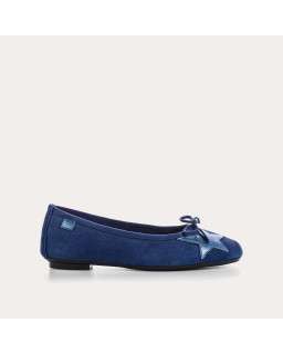 Ballerines en cuir velours avec motif étoile