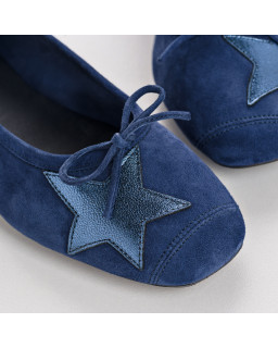 Velvet leather ballerinas with star pattern