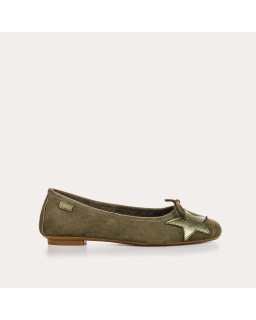 Ballerines en cuir velours avec motif étoile