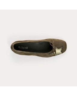 Ballerines en cuir velours avec motif étoile