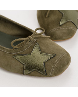 Velvet leather ballerinas with star pattern