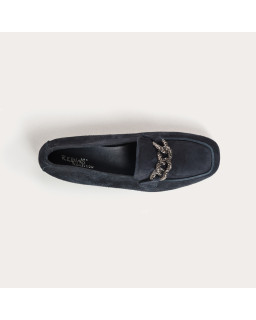 Mocassins bijoux en cuir velours avec strass