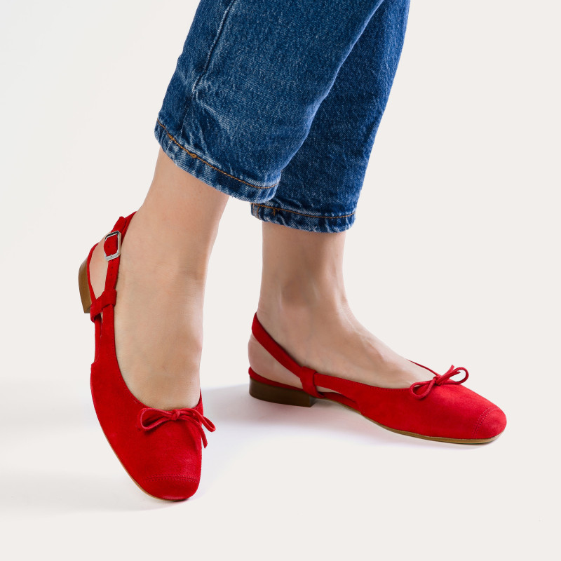 Ballerines CIRCEE - chaussures slingback plates cuir velours femme | REQINS