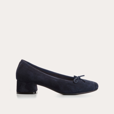 Velvet leather heeled ballerinas with knot