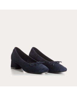 Velvet leather heeled ballerinas with knot