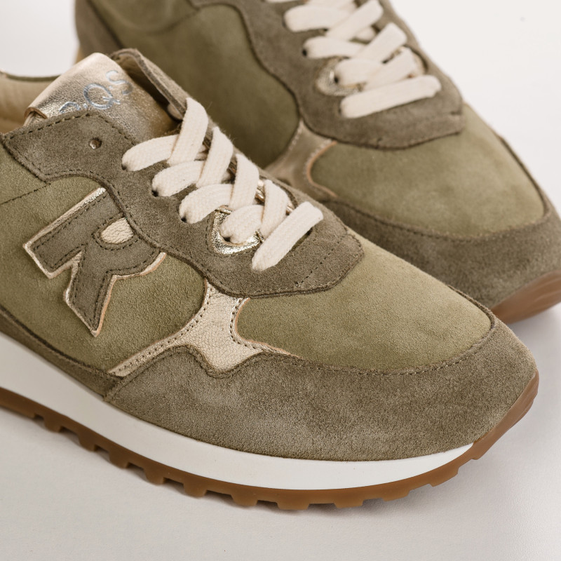 Baskets à lacets en cuir velours pour femme