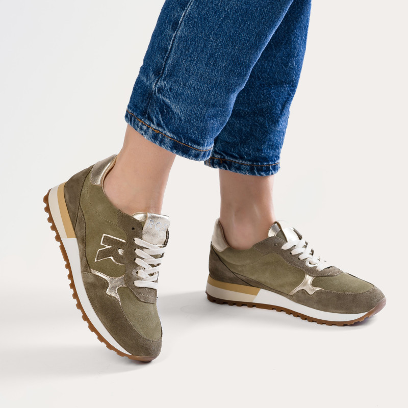 Baskets à lacets en cuir velours pour femme