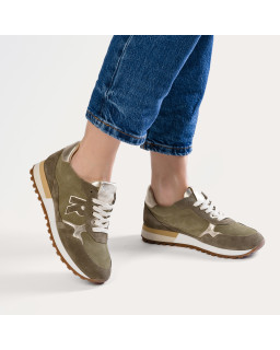 Women's velvet leather lace top sneakers