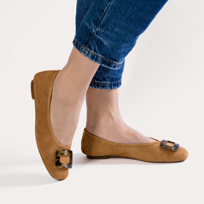 Ballerines Halmane en cuir velours | Reqins