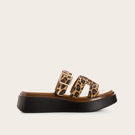 Sandales femme léopard en cuir velours – Modèle Louna