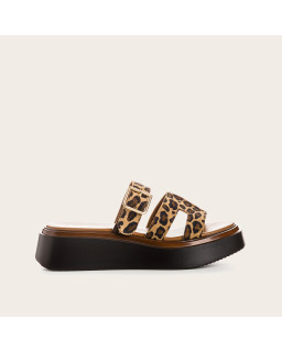 Sandales femme léopard en cuir velours – Modèle Louna