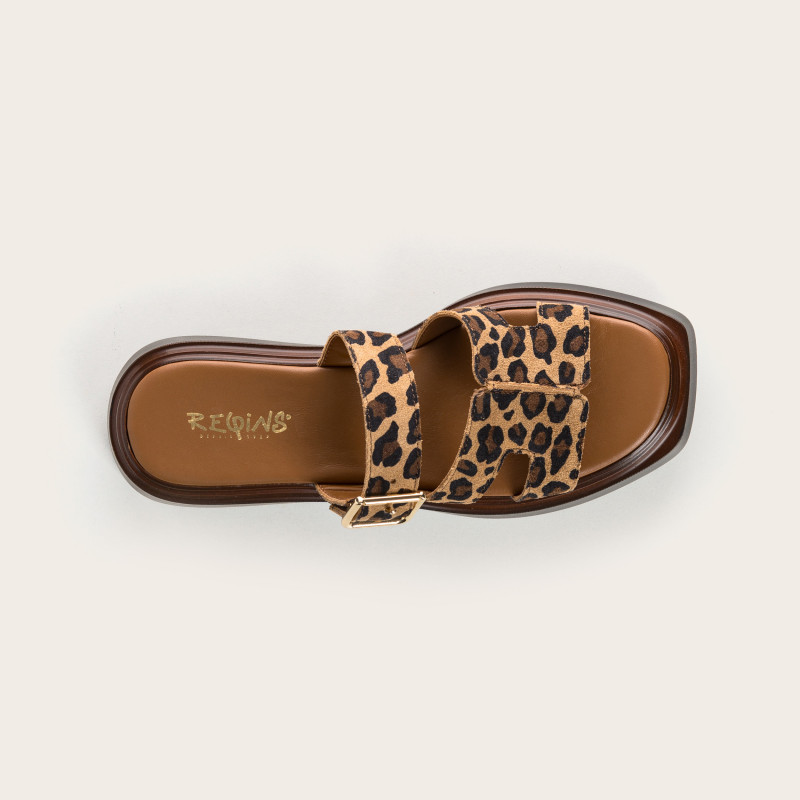 Sandals Leopard Woman in Velvet Leather - Louna Model