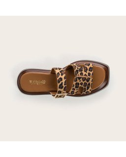 Sandals Leopard Woman in Velvet Leather - Louna Model
