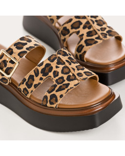 Sandals Leopard Woman in Velvet Leather - Louna Model