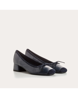 Smooth leather heel ballerinas with velvet reinforcement