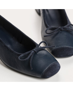 Smooth leather heel ballerinas with velvet reinforcement