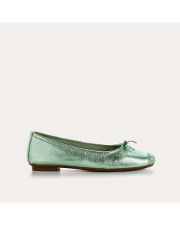 Iridescent Metal Leather Flat Ballerinas