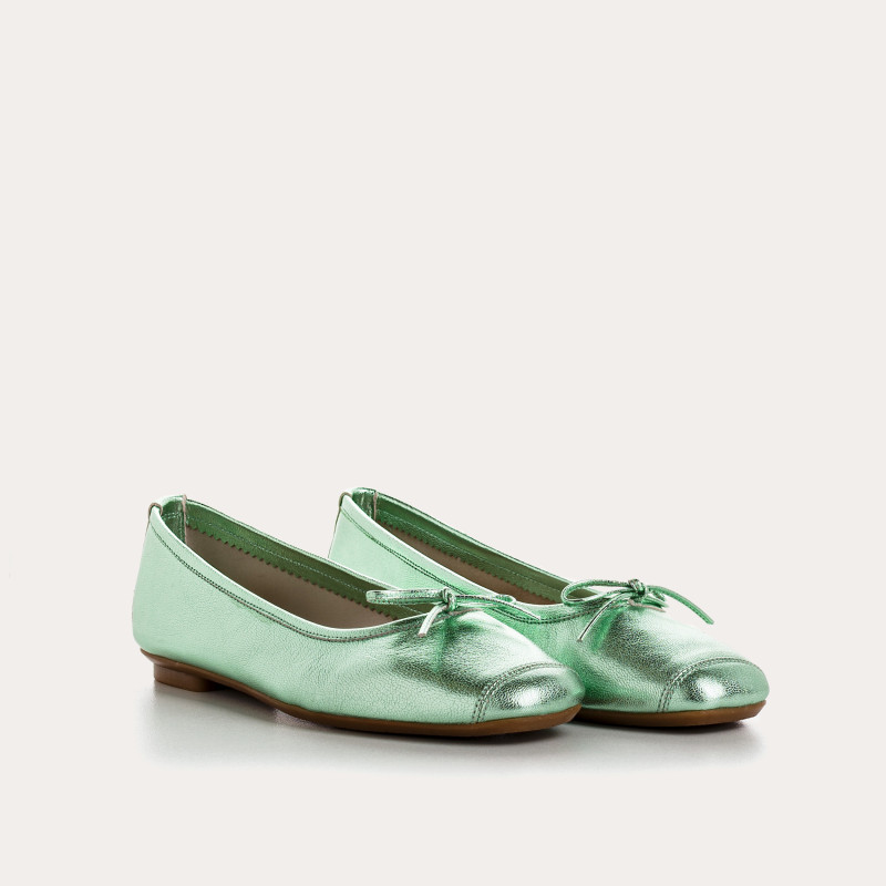 Iridescent Metal Leather Flat Ballerinas