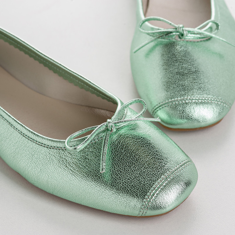 Ballerines plates à nœud en cuir métal irisé