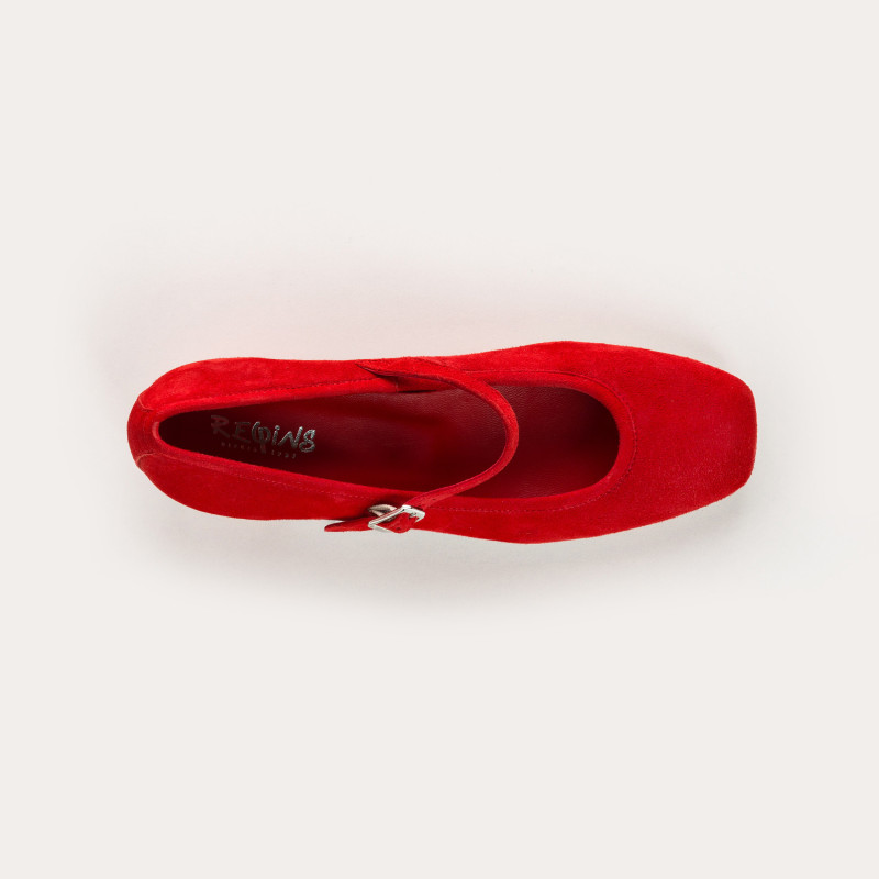 Babies à talons en cuir velours