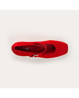 Babies à talons en cuir velours