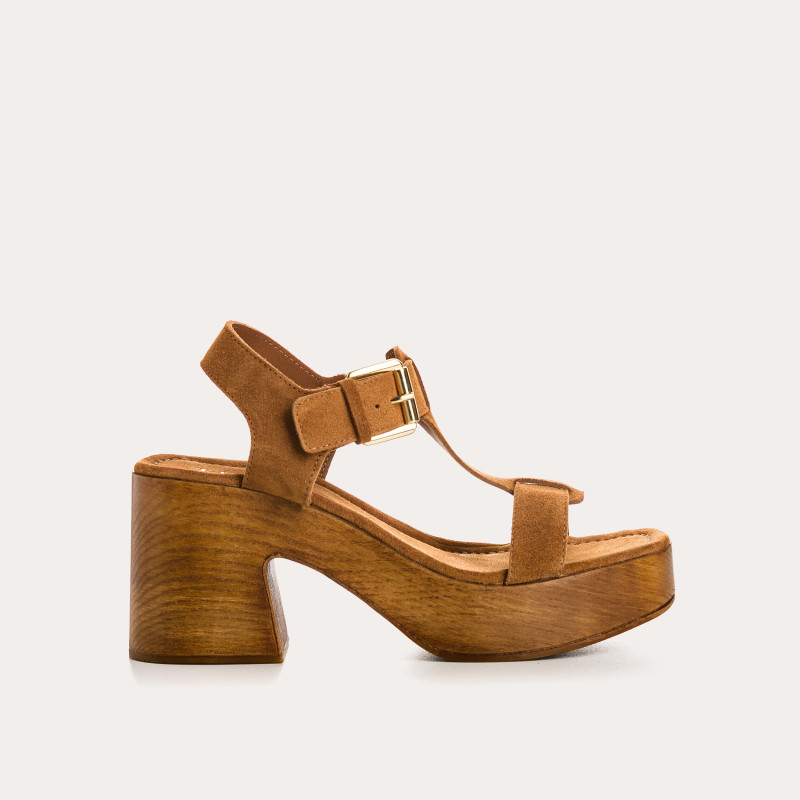 Sandals Platform Lison Leather Velvet | Reqins
