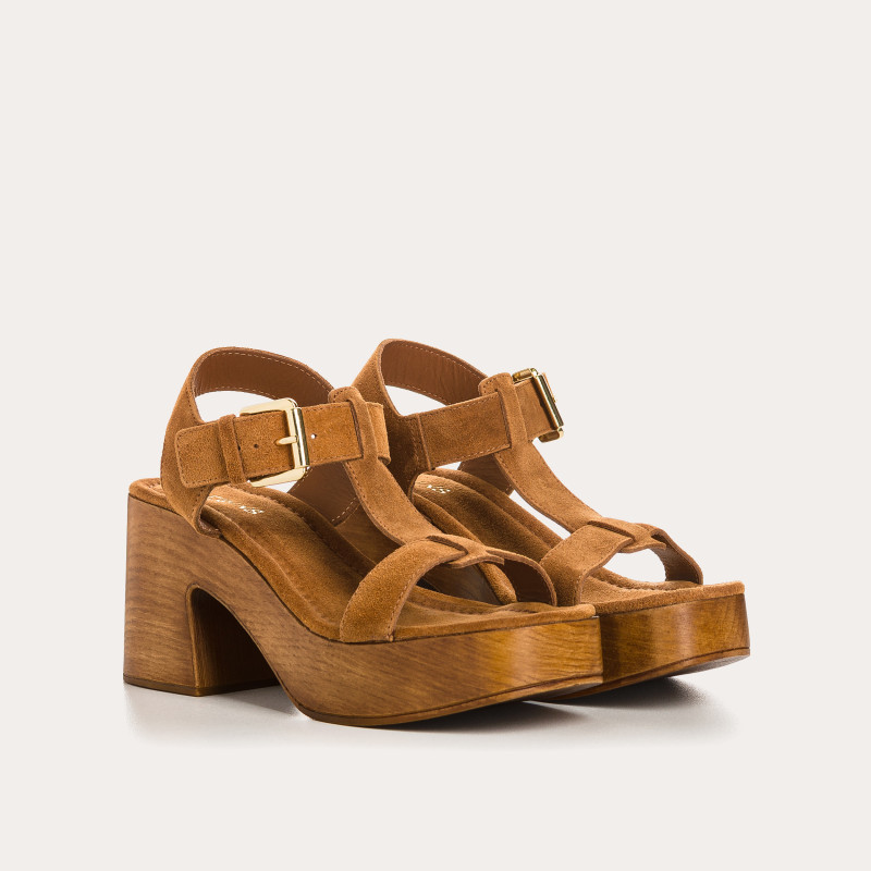 Sandales Plateforme Lison Cuir Velours | Reqins