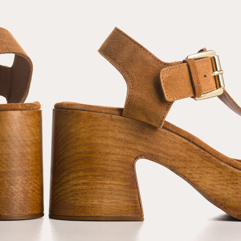 Sandales Plateforme Lison Cuir Velours | Reqins