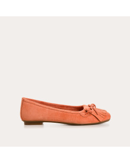 Velvet leather ballerinas with fringes on top