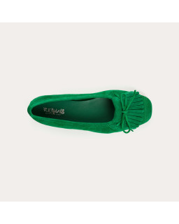 Velvet leather ballerinas with fringes on top