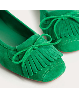 Ballerines en cuir velours avec franges sur le dessus