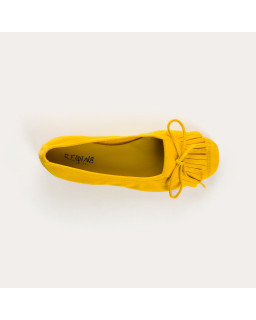 Ballerines en cuir velours avec franges sur le dessus