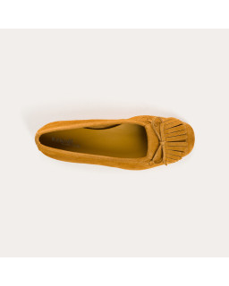 Ballerines en cuir velours avec franges sur le dessus