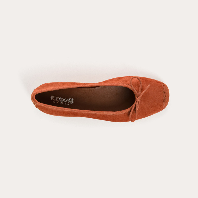 Flat ballerinas with velvet leather knot with tip reinforcement