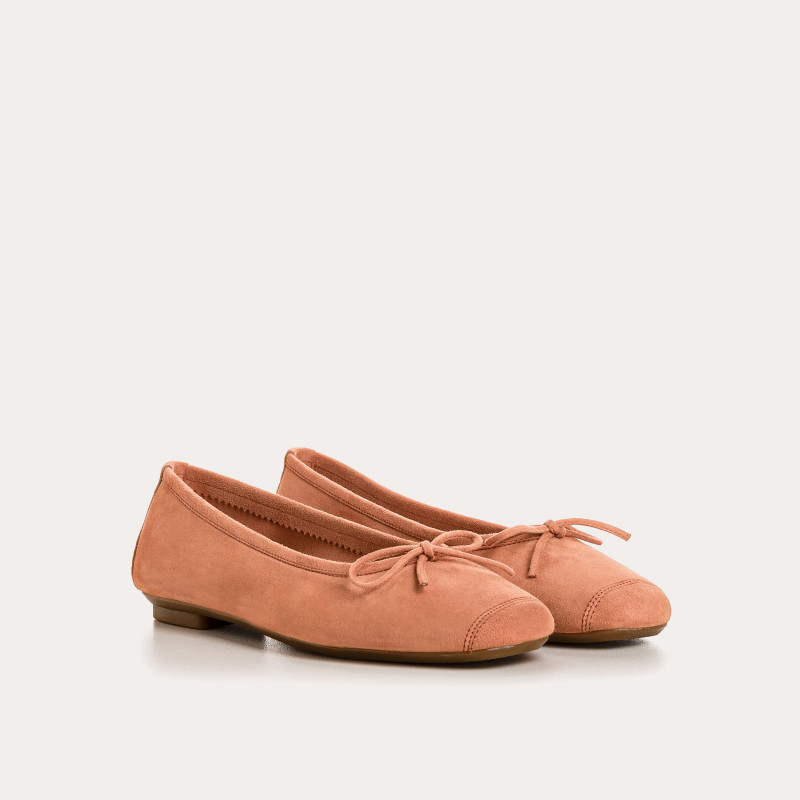 Flat ballerinas with velvet leather knot with tip reinforcement