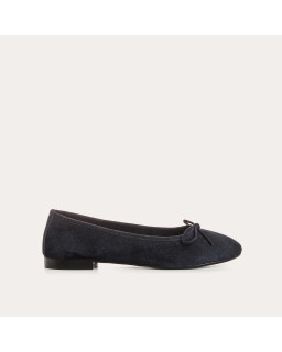 Flat ballerinas with velvet leather knot with rounded butt