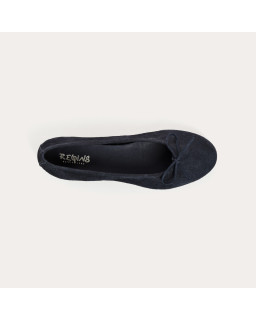 Ballerines plates à nœud en cuir velours avec bout arrondi