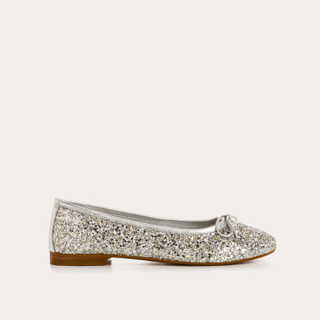 Flat ballerinas with steeped fabric knot with rounded butt